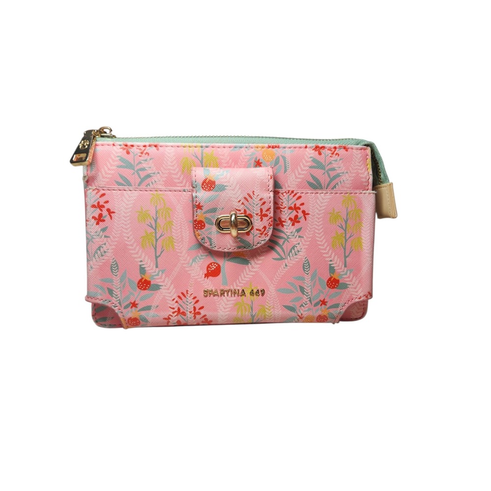 Spartina 449 Queenie Topiary Pink Floral Wallet Garden Turnlock Cottage Clutch